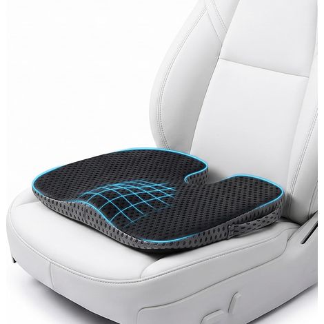 Coussin de Siège Auto Ergonomique en Coin avec Housse Mesh 3D – Réhausseur de Siège en Mousse à Mémoire de Forme Pure, Coussin Compensé Antidérapant pour Conducteur, Camion (1/5)