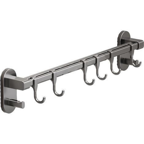 Portapentole da parete - Asta in alluminio regolabile da 30 cm, adatta per utensili da cucina, non richiede foratura - Grigio