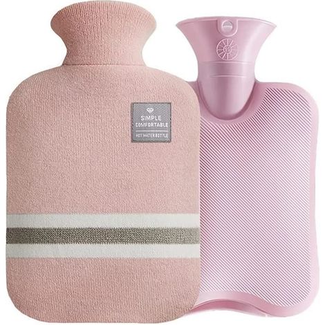 Bouteille eau Chaude avec Housse,avec Amovible & Lavable Housse tricotée, 2L Anti-fuite Bouteille. (1/3)