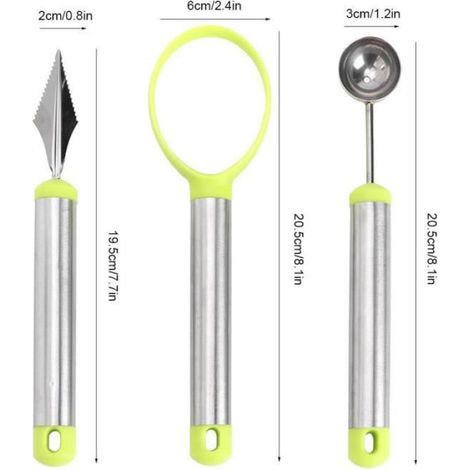 Pelle à melon - Sonew - 3 pièces - Acier inoxydable - Ergonomique - Multifonctionnelle (1/4)