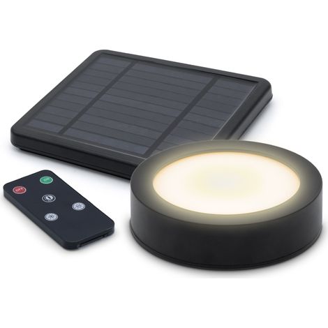 Spetebo – Lampe solaire LED aimantée – Ø 12 cm – éclairage parasol avec télécommande – 3 niveaux de luminosité – fixation magnétique IP44