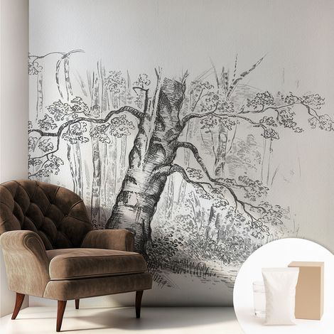 Carta Da Parati Non Tessuto - Con Colla Gratuita - Con Motivi Moderni - Design Elegante Per Pareti Albero della foresta 250x250 cm (1/5)