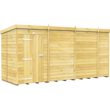 14 x 5 Feet Pent Shed - Single Door Without Windows - Wood - L147 x W417 x H201 cm
