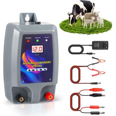 Générateur d'impulsions pour clôture électrique 12V 10KM, adapté aux exploitations agricoles, au contrôle de sécurité et aux ranchs. (1/5)