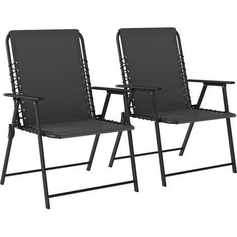 Outsunny Folding Garden Chairs, Outdoor Chairs Set of 2, Black (1/5)