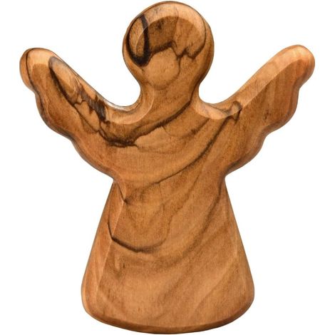1 Figurine Ange En Bois D'olivier Fait Main Bethléem Porte-bonheur Décoration Intérieure Voiture