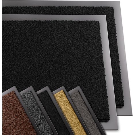 Lot de 2 Tapis de Porte Paillasson d'Entree Interieur et Extérieur Tapis Antidérapant et Anti-Poussière Tapis d’entrée Imperméable Lavable 40x60cm Noir (1/5)