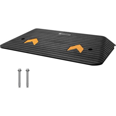 Rampe de Seuil Hauteur 7,6 cm Rampe Trottoir Caoutchouc avec 1 Canal Capacité Charge 15 tonnes Surface Texturée Antidérapante pour Fauteuil Roulant Voitures Scooter Quai Garage 90,2x45,7x7,6 cm (1/5)