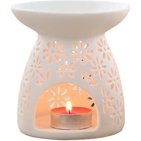 Diffuseur d'aromathérapie, lampe à huile, bougie chauffe-plat, motif floral en céramique, huile parfumée, support pour bougie chauffe-plat, bougie chauffe-plat, huile, brûleur d'arômes