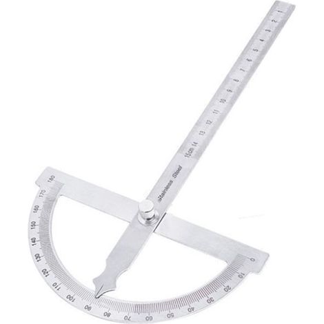 Goniometer – 180-Grad-Halbkreis – Einarmiger Winkelmesser aus Edelstahl für die Holzbearbeitung (1/3)