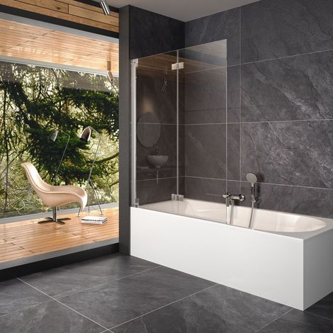 Fenix Wannenfaltwand 2-teilig 1085x1500mm ESG klar Cenit-Chrom
