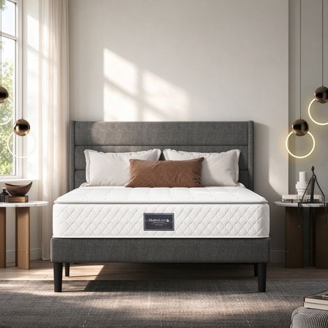 Matelas ressorts ensachés 160x200 cm – hauteur 25 cm – fermeté moyennement ferme – 7 zones de confort – antibactérien et respirant – housse microfibre matelassée (1/5)