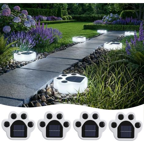 Lampe Solaire Au Sol Exterieure, 4 Pièces Empreinte de Patte Lumière Solaire Au Sol Jardin Extérieur, LED Lumiere Solaires Étanche (1/5)