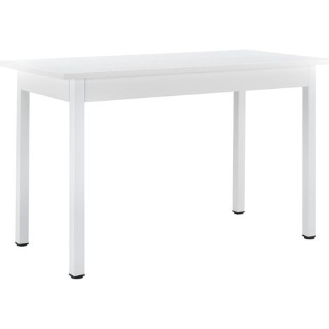 Mesa de comedor cocina MDF chapada en acero 120 cm x 60 cm x 75 cm blanco 030004293
