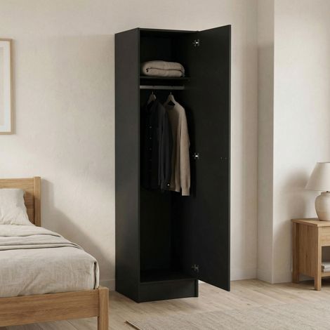 Dmora - Guardaroba grande Cecile, Mobile camera da letto, Cabina armadio portabiti, Armadio appendiabiti, 49x47 h200 cm, Nero