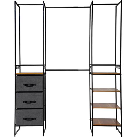 Vestidor Modular Abierto Tissa Negro y Madera 180x190 cm (1/5)