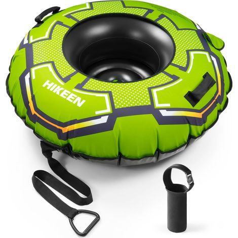 Grosse Bouee Piscine en Oxford 600D: Bouée Ronde Adulte Résiste à 150kg, avec Coussin Amovible et Poignées Sécurisées, Bouée Gonflable avec Pompe Automatique pour Drift et Ski Nautique-Vert (1/5)