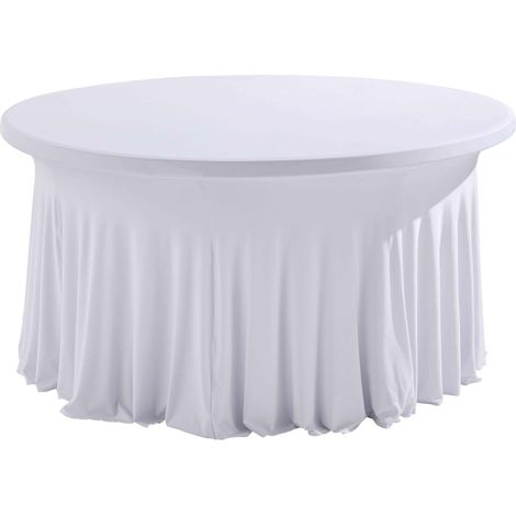 Oviala – Housse élastique drapée pour table ronde 180 cm – Elasthane et polyester – Lavable en machine – Usage intérieur/extérieur