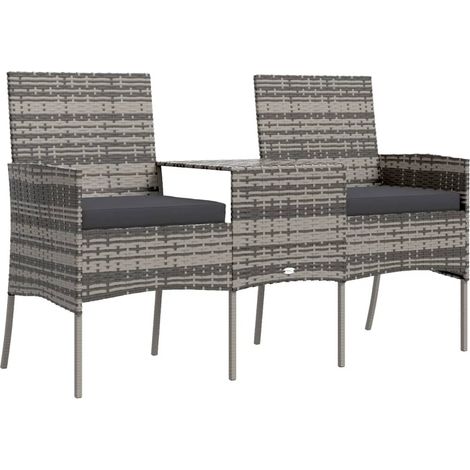 Canapé jardin,Canapé d'extérieur,Sofa de jardin 2 places et table basse Résine tressée Anthracite CFW552394 (1/5)