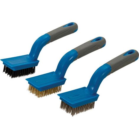 Set 3 spazzole  lunghezza 190 mm in acciaio ottone e nylon Silverline (1/3)