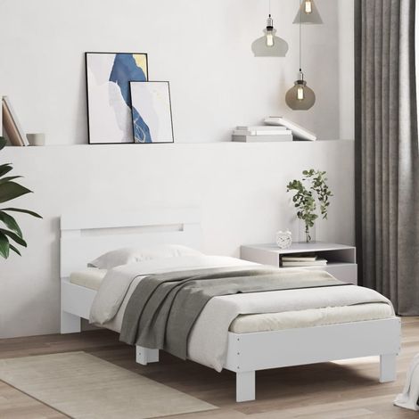 Bed Frame without Mattress with LED Lights White 90x190 cm Single vidaXL