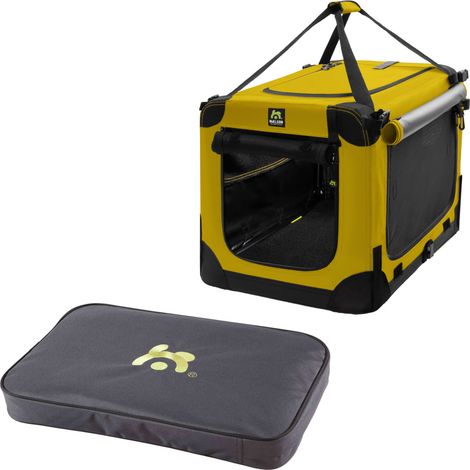 Maelson Soft Kennel Safran Gelb 82 cm + Lounge Mat - Transportbox mit Matratze für Hunde