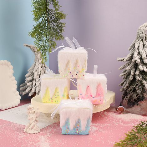 Boîte-Cadeau De Noël - Boîtes Miniatures Pour Arbre De Noël - Accrochage Facile - 3 Pièces - Plastique - Blanc Rose Bleu Jaune (1/5)