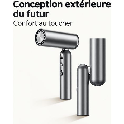 Sèche-cheveux pliable haute vitesse de poche 1200W gris sidéral buse concentrateur air chaud froid 500 g – Livraison gratuite
