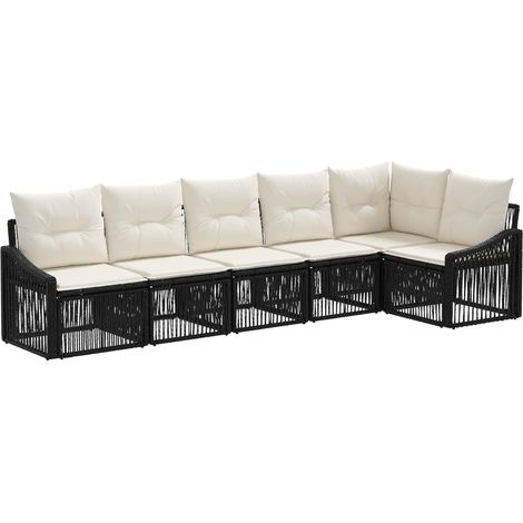 Gartensofa-set 6 pcs Schwarz Poly-Rattan vidaXL