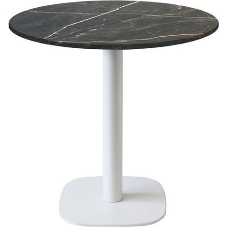 Table ronde Ø 70 cm - modèle Round pied blanc marbre tamas