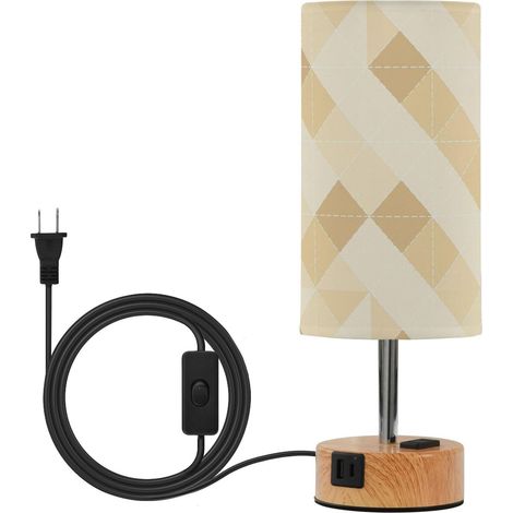 JUNZAN Lampe de table pour chambre à coucher Argyle Crème Lampes (1/5)