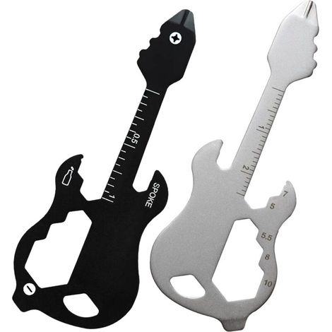Gitarren-Multitool-Schlüsselanhänger, Taschenwerkzeug, Brieftaschenwerkzeug, 12-in-1-Flaschenöffner-Schlüsselanhänger (1/4)