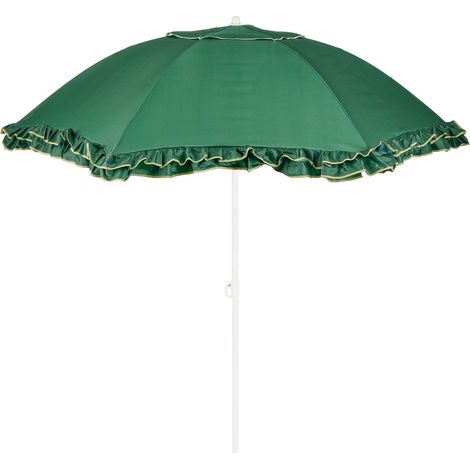 Parasol Inclinable pour Jardin Terrasse et Plage avec Volants Vert Foncé H238 x Ø195 cm - PANGIVO (1/5)