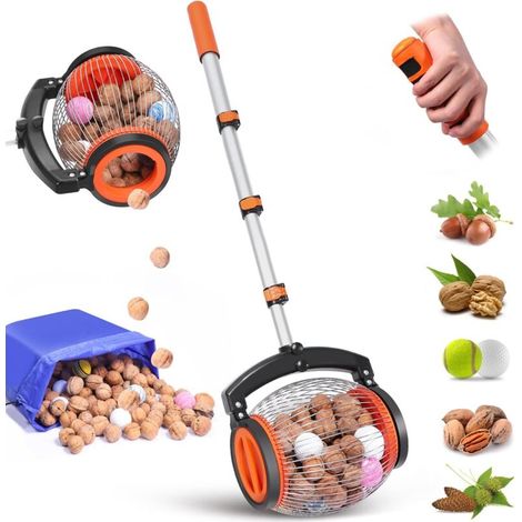 Raccoglitore di noci, raccoglitore di noci regolabile e leggero, attrezzo da giardinaggio per noci e castagne, raccoglitore di frutta multifunzionale per uso agricolo e familiare, raccoglitore di noci