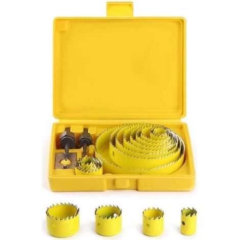 Scie Cloche Coffret, Scies Cloches Trepan Ø19127mm Kit Complet Dans un écrin Avec des Mandrins et des Dispositifs pour Bois Plâtre Plastique PVC Fabriqué en Acier Trempé de Haute Qualité A3 (1/5)