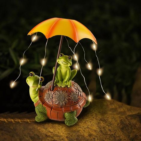 1 Figurine grenouille, parapluie LED solaire, résine étanche IP65, jardin balcon terrasse (1/5)