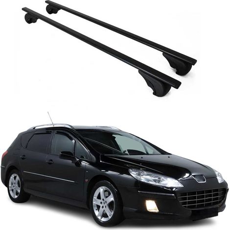 OMAC Barres de toit pour Peugeot 407 2004-2011 – TÜV / DIN 75302:2019 – Antivol inclus – Charge max 75 kg – 2 barres Noir (1/4)