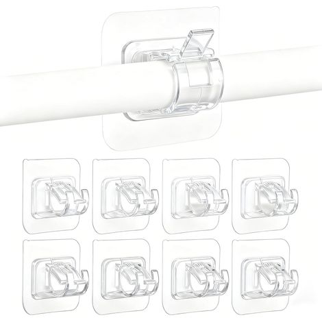 8 Pièces Support Tringle Rideaux,Auto-Adhésifs,Sans Percage,Transparent,Pour Salle Bain Cuisine Hôtel