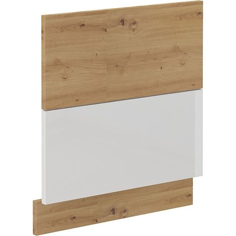 Frontblende für integrierten Geschirrspüler 60 cm Eiche Artisan + Weiß Hochglanz (1/2)