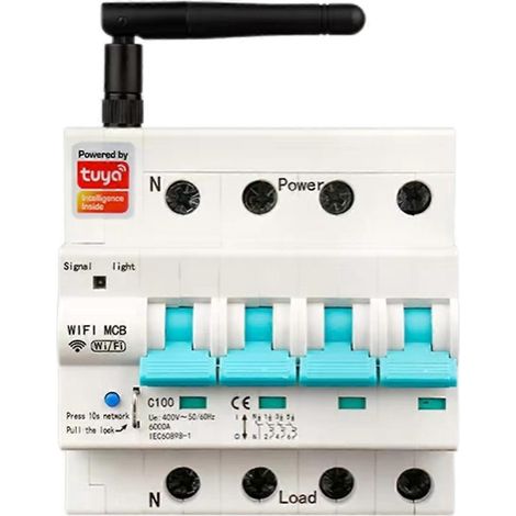 Tuya 4P App, WLAN-Schutzschalter, intelligenter Timer und Sprachsteuerung (1/5)