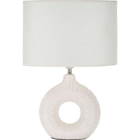 Tischlampe Mirny, 1 benötigte Glühbirne, Fassung E14, Lampenschirm, Weiß