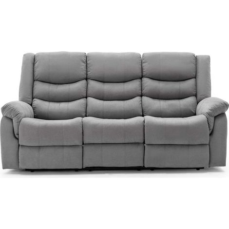 SEATTLE ELECTRIC FABRIC RECLINER SOFA 3+2+1 SUITE SOFA ARMCHAIR SET GREY 3 SEATER