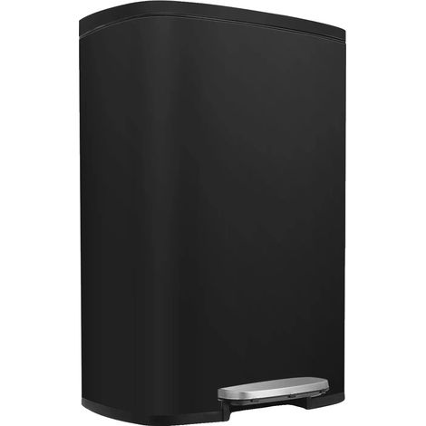 Poubelle, Acier Inoxydable, Design à Pédale, Noir (1/2)