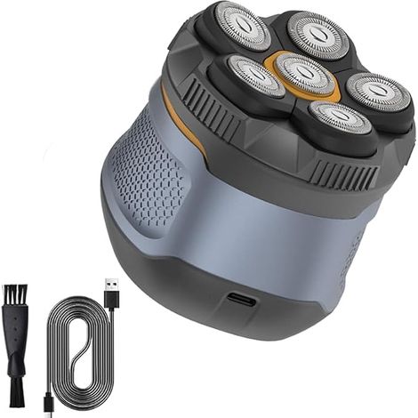 Men's Bald Head Shaver, 6D Electric Men's Shaver, Electric Shaver for Men Hair Wireless with USB-C Charging (1/5)