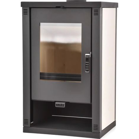 Stahl-Holzofen mit Steinverkleidung und 9 kW Heizleistung, beige