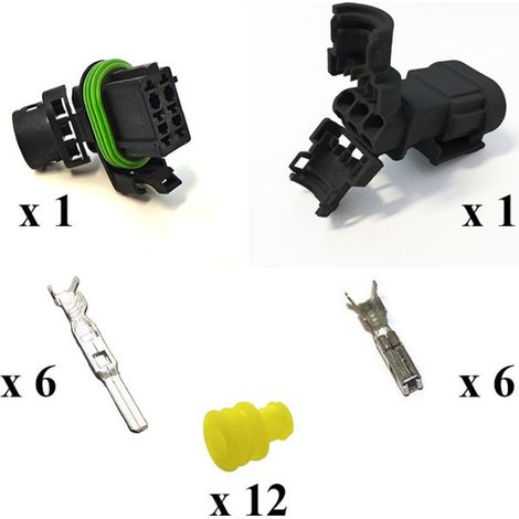 Kit Connettore Framatome Maschio Femmina 6 Vie Tenuta Stagna Nero