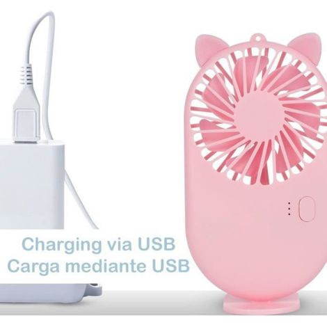 Mini Ventilateur Portable - Batterie 800 mAh - Puissance 4,5 W - Support De Table - Rose Clair - 1 Pièce (1/4)