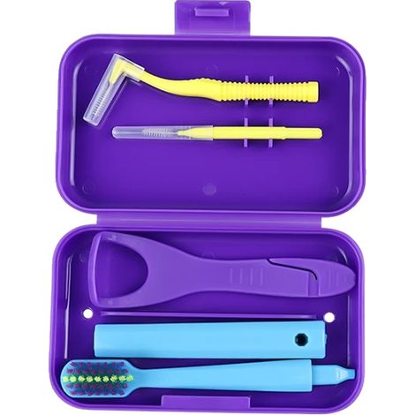 Kit de cuidado dental, cepillo interdental, raspador de lengua, MORADO (1/2)