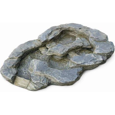 KÖHKO® Wasserlauf SILEX mit Wasserzulauf – modularer Gartenteich Wasserfall, Bachlauf flach für Teichrand, realistische Schichtstein-Optik, 14008Q