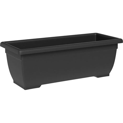 Vaso Rettangolare a Cassettone Indoor e Outdoor Tera Tora Ash 60x25 cm in Plastica Antracite